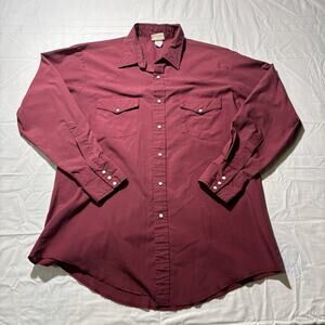 Saddlebrook Western Wear Pearl Snap Shirt Mens L USA Burgundy Cowboy
